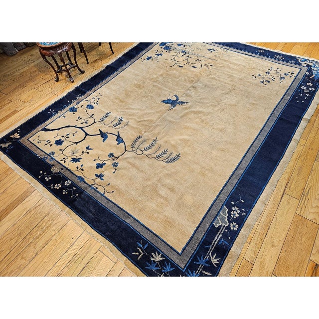 Antique Chinese Peking Rug, Hand-Knotted Wool Pile, Tan Field, 10' x 13' For Sale - Image 9 of 18