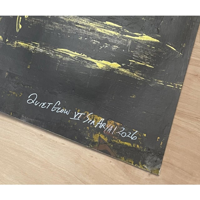 Quiet Glow. VI Framed Abstract Gold Leaf /Black Painting For Sale - Image 4 of 4
