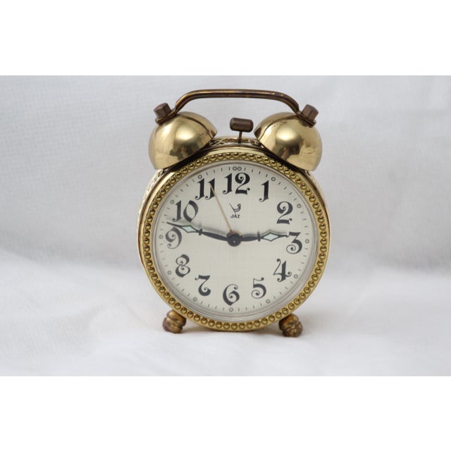 Gold Alarm Desk Clock in Brass, 1970s For Sale - Image 3 of 15