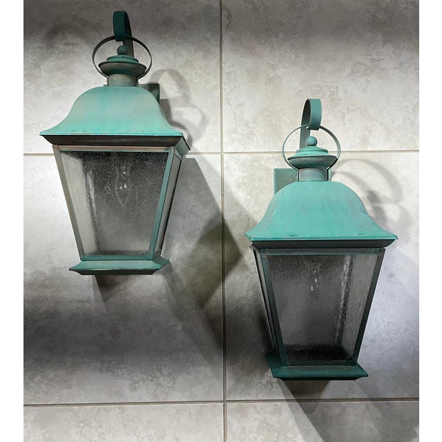 Pair of Vintage Solid Brass Wall Lanterns - Timeless Elegance for Your Home For Sale - Image 15 of 18