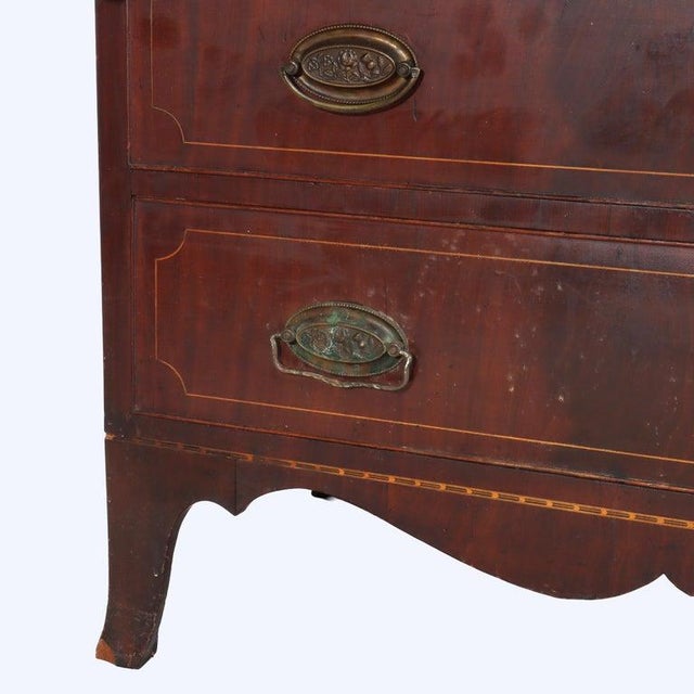 Wood Diminuative Antique Federal Hepplewhite Mahogany & Inlay Secretary C1830 For Sale - Image 7 of 18