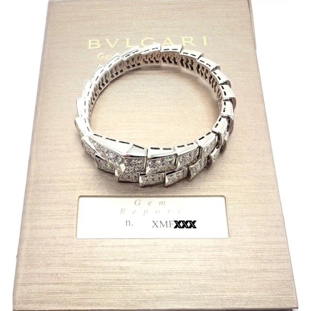 Bulgari Serpenti Viper White Gold Diamond Bangle Bracelet For Sale - Image 12 of 14
