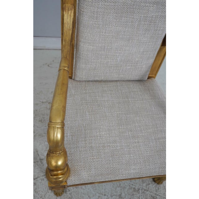 Gold Pair of Neoclassical Gilt Gold Dolphin Open Armchairs For Sale - Image 8 of 18