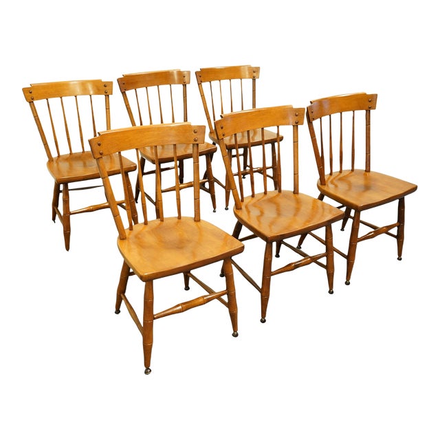 Set of 6 Heywood Wakefield Solid Hard Rock Maple Colonial Style Spindle