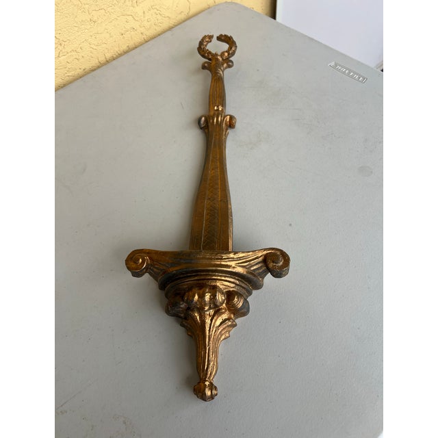 Hollywood Regency Late 20th Century Pair of Gold Plate Wall Holders - 2 For Sale - Image 3 of 11