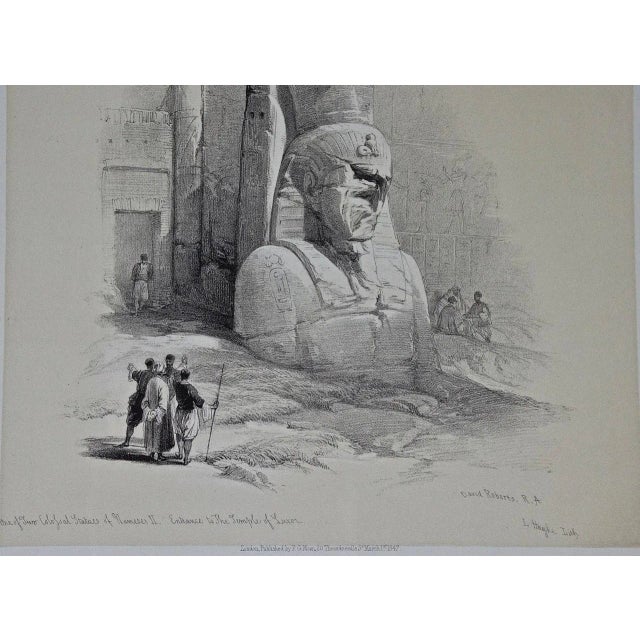 Realism Colossal Statues of Ramses: David Roberts ' 19th Century Hand Colored Lithograph, 1843 For Sale - Image 3 of 5