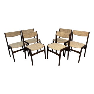 Set of Six Mid-Century Modern Danish Dining Chairs Attributed to Erik Buch For Sale