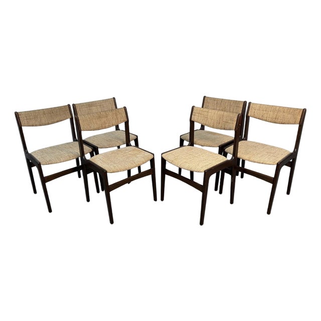 Set of Six Mid-Century Modern Danish Dining Chairs Attributed to Erik Buch For Sale