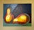 This vintage original oil painting on canvas features Expressionist style focusing closely on two pears resting side by...