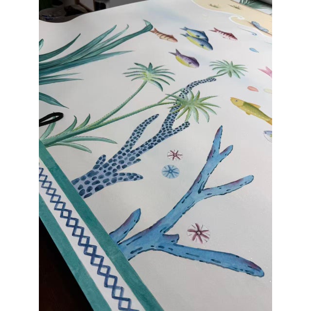 Elevate an interior with this beautifully hand-painted scenic wallpaper, created on elegant gradient Xuan paper. The...