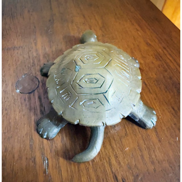 1970s Vintage Hollywood Regency Brass Turtle Keepsake Box For Sale - Image 4 of 8