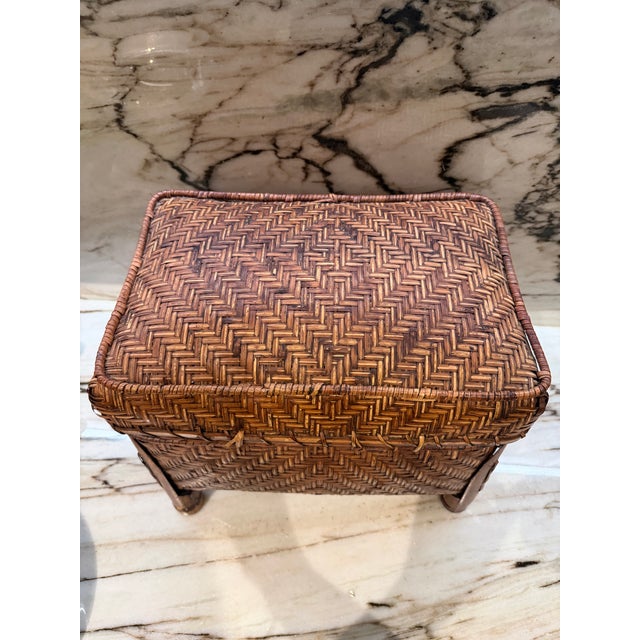 Camel Antique Style Chinese Bamboo Trunk For Sale - Image 8 of 9
