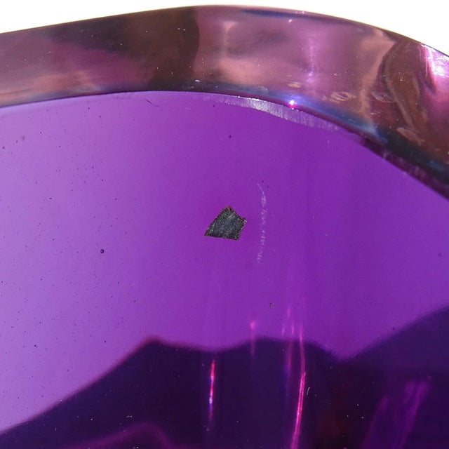 Vintage Murano Seguso Vetri d'Arte Sommerso Purple Blue Italian Art Glass Card Holder Ashtray Bowl For Sale In Orlando - Image 6 of 7