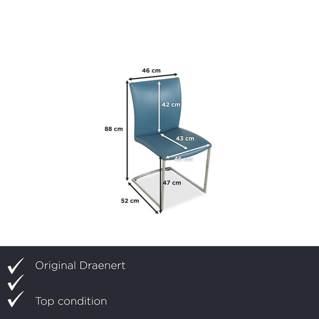 The Nobile Swing leather chair set of six from Draenert in petrol blue impresses with its modern design and exceptional...