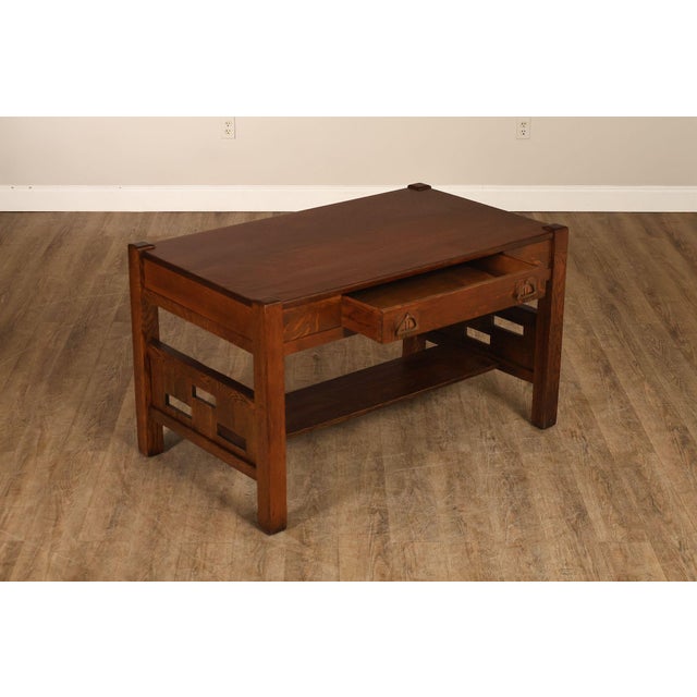 Mission Antique Arts & Crafts Library Table Writing Desk For Sale - Image 3 of 18