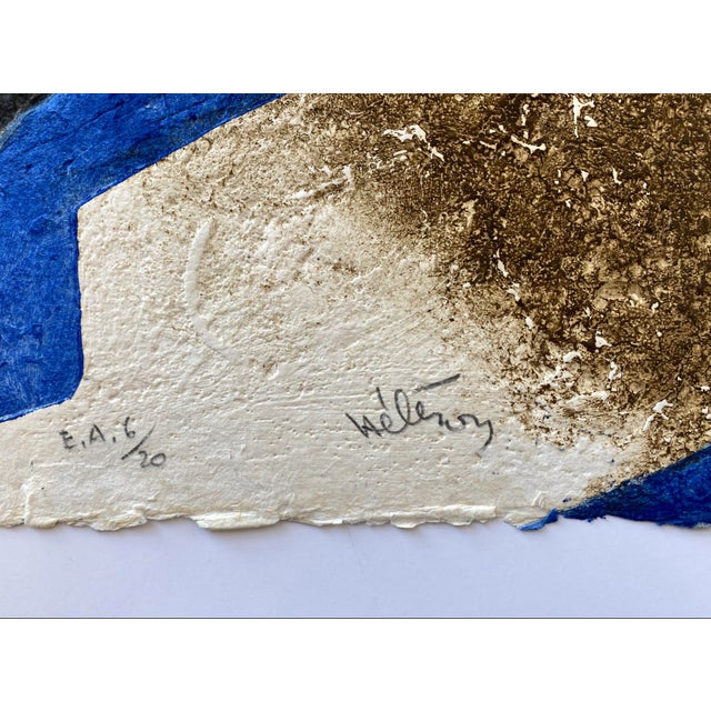 Paper Mid 20th Century Abstract Collagraph by AfroCarribean/French Artist Serge Hélenon For Sale - Image 7 of 13