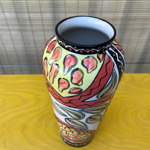Ceramic Hand Painted Studio Pottery Vase by the Uncedo Project South Africa. Dated 2002 For Sale - Image 7 of 13