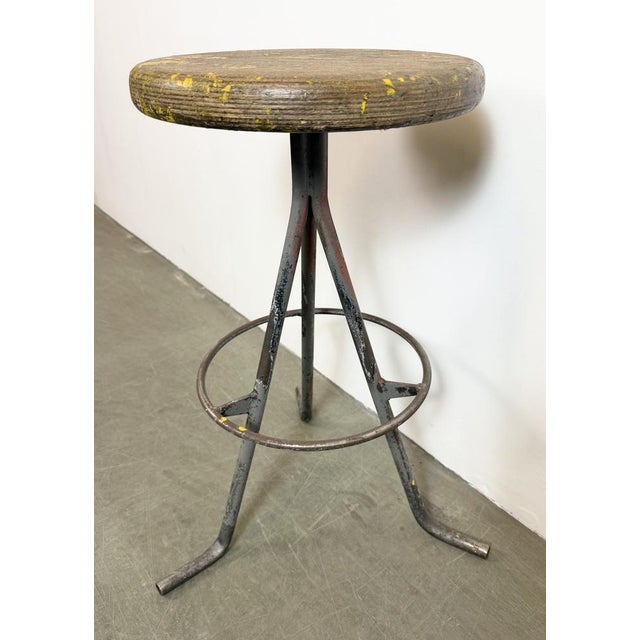Industrial Grey Workshop Stool, 1960s For Sale - Image 10 of 17