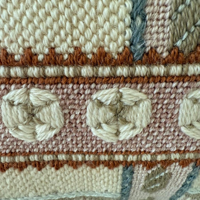 Vintage Coastal Folk Art Needlepoint Pillow Seashell Motif For Sale - Image 4 of 9