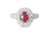 14K White Gold Ruby Micro Pave Diamond Designer Ring. This elegant designer ring features one natural oval ruby weighing...