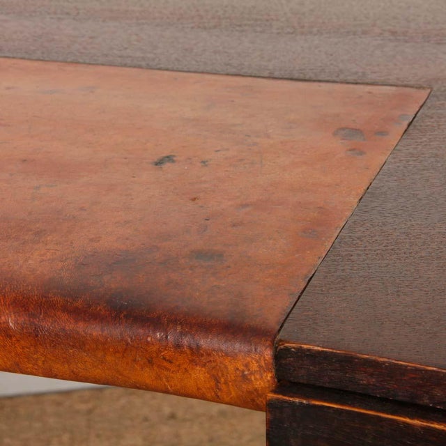 Brown Art Deco Desk in Oak and Leather, 1930s For Sale - Image 8 of 13