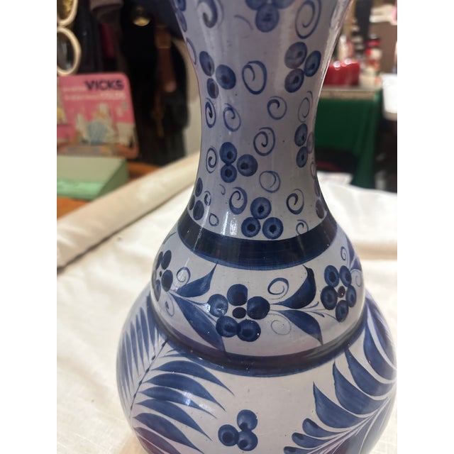 1970s 1970s Large Blue and White Ceramic Vase For Sale - Image 5 of 7