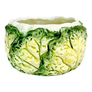 Mid-Century Boho Chic Trompe L’Oeil Majolica Cauliflower Bowl. For Sale