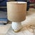 Metal 1940s White Ceramic & Brass Pineapple Artichoke Table Lamp With Burlap Shade For Sale - Image 7 of 10