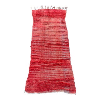 1980s Moroccan Red Solid Rug - 2'9" X 6'6" Ft For Sale