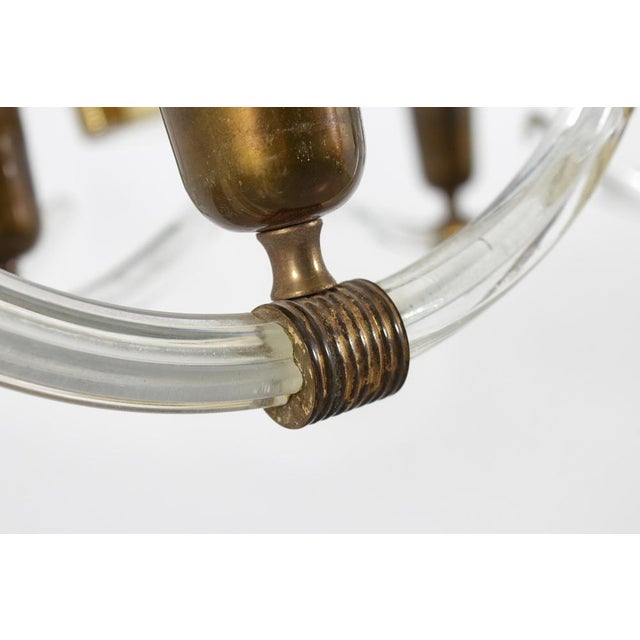 Mid-Century Murano Glass and Brass Chandelier from Barovier & Toso, Italy, 1940s For Sale - Image 10 of 18