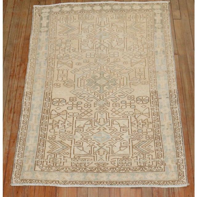 Mid 20th century Neutral Color Persian Heriz karadja rug 3'2'' x 4'6''