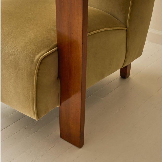 Khaki Italian Art Deco Lounge Chairs in Velvet, a Pair, 1930's. For Sale - Image 8 of 9