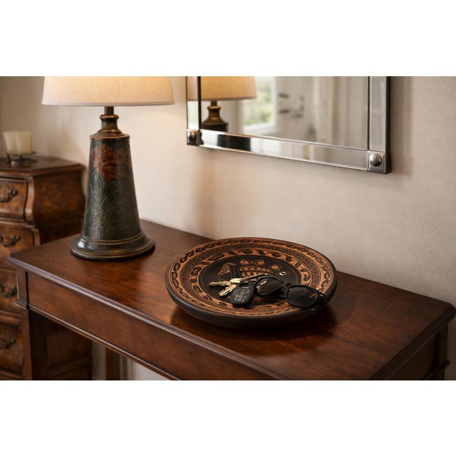 Late 20th Century Signed Costa Rican Artisan Pottery Plate / Catchall Bowl — Pre-Columbian Inspired Wall or Table Decor, 1996 For Sale - Image 5 of 5