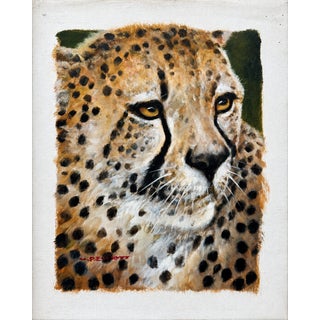 Original Cheetah Portrait Oil Painting on Canvas | Wildlife Art | 8x10 | Signed Prescott For Sale