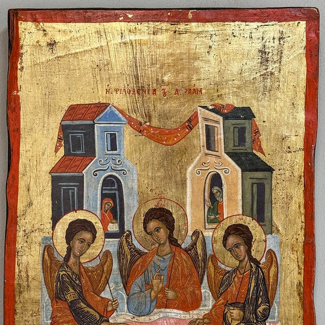 Set of Four 19th Century Russian Devotional Icons Hand Painted on Wooden Panels For Sale In Dallas - Image 6 of 18