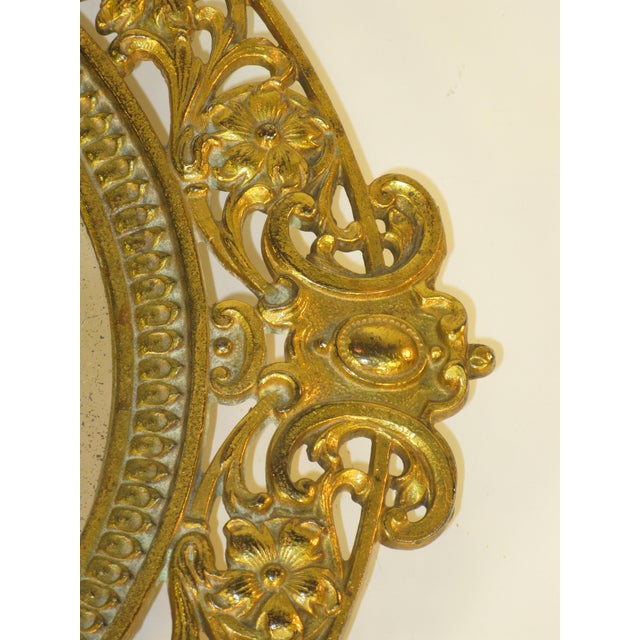 Gold Late 19th Century Beveled Glass Mirror Gold Gilt Pierced Antique Aesthetic Movement, Victorian Table Wall Gilded Cast Iron Reticulated For Sale - Image 8 of 15