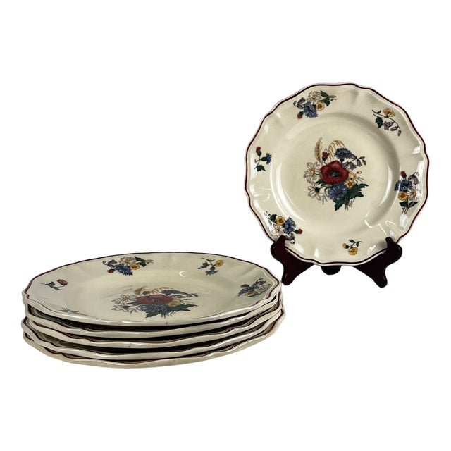 20th Century Flat Semi-Deep Agreste Plates from Sarreguemines, 1930s, Set of 6 For Sale