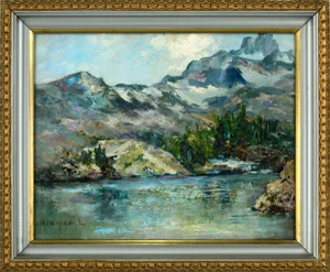 Mid 20th Century Yosemite Mountain Peak Landscape Oil Painting by Helen Enoch Gleiforst, Framed