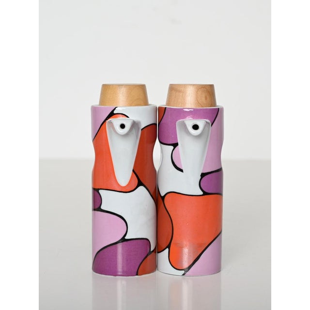 1970s Mid-Century Italian Ceramic Oil and Vinegar Cruet Set from Franco Pozzi, 1970s, Set of 4 For Sale - Image 5 of 18