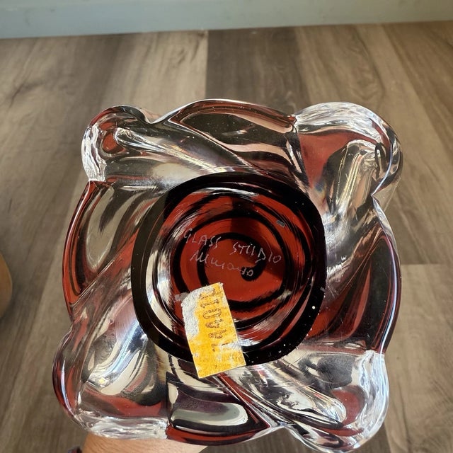 1990s Vintage MCM Murano Style Glassware 13" Twisted Swirl Spiral Abstract Glass Sculpture For Sale - Image 5 of 5