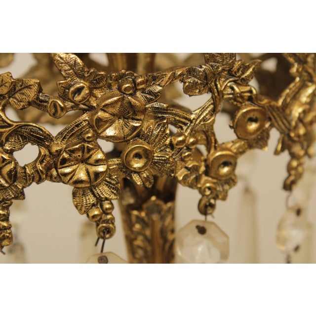 Antique Victorian Brass Marble Base Girandole Candelabra - 3 Pieces For Sale - Image 12 of 13