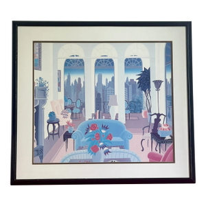 Thomas McKnight “Blue Couch” Fine Art Poster Print Matted & Framed