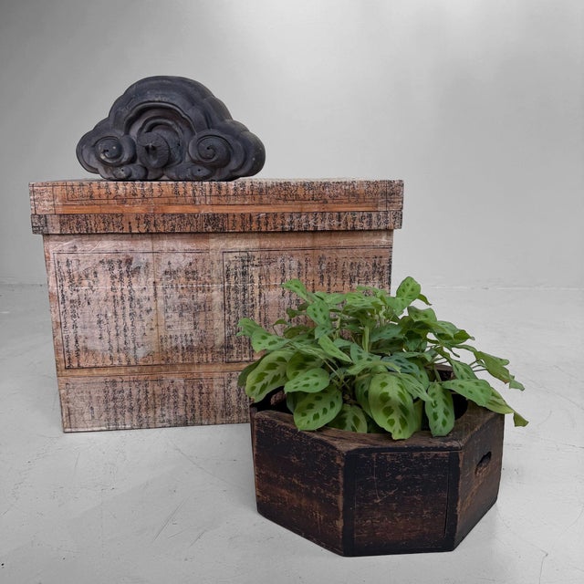Japanese Tea Chest with Shinto Text Fragments, 1960s For Sale - Image 6 of 17