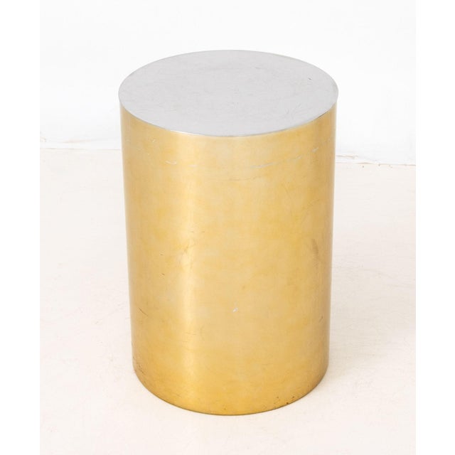 Milo Baughman Modern Chrome and Gold-Tone Cylindrical Side Table For Sale - Image 4 of 5