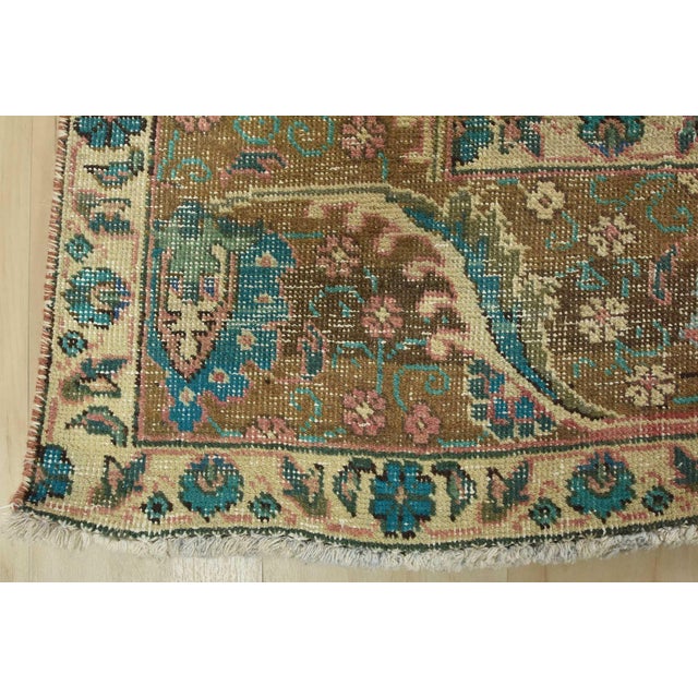Tabriz Rug 9’8” X 12’6” Pink Wool Vintage Distressed Hand-Knotted Carpet For Sale - Image 12 of 15