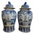Pair of Large Chinese Blue & White Porcelain General Jars With Tiger Handles For Sale