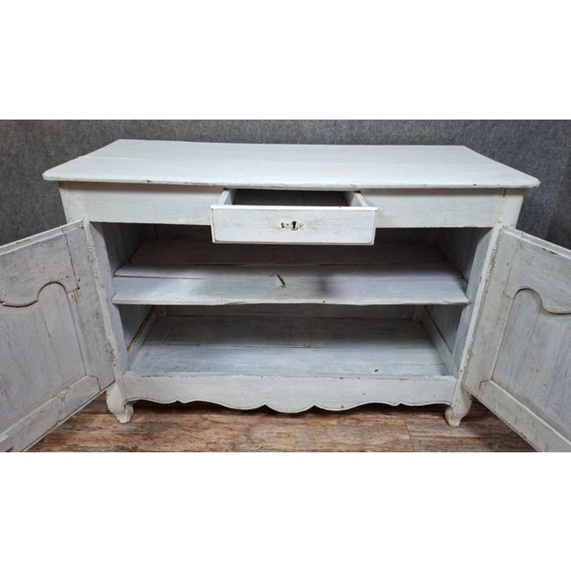 Small Rustic Louis XV Sideboard in Natural Painted Wood For Sale - Image 6 of 10