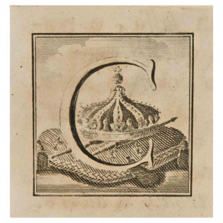 Luigi Vanvitelli, Letter of the Alphabet C, Etching, 18th Century For Sale