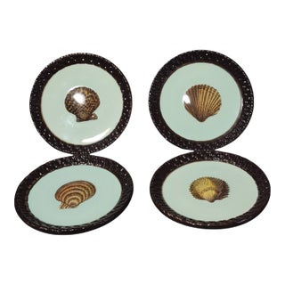Late 20th Century Coastal Small Sea Shell Mud-Pie Fiji Tidbit Dishes 5'' Diameter - Set of 4 For Sale