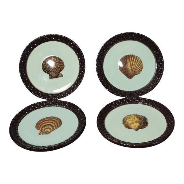 Late 20th Century Coastal Small Sea Shell Mud-Pie Fiji Tidbit Dishes 5'' Diameter - Set of 4 For Sale